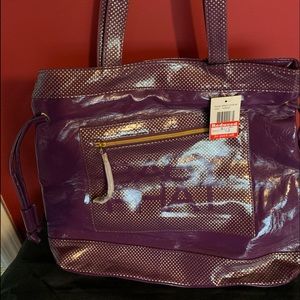 Designer large vintage tote in purple
